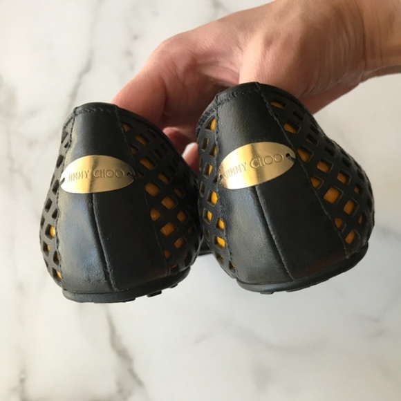 AUTHENTIC Jimmy Choo Black Gianna Pointed Toe Flats Size 38 - Picture 8 of 8